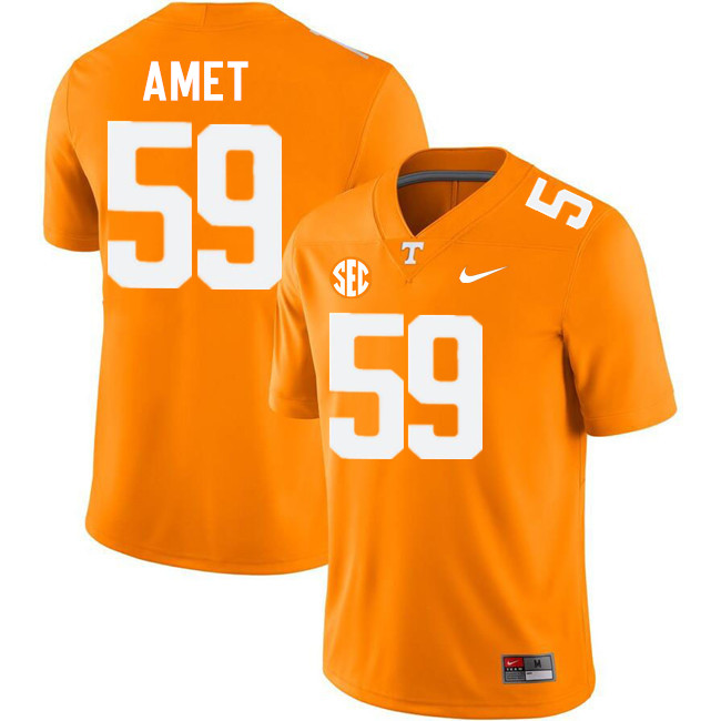 Men #59 Tim Amet Tennessee Volunteers College Football Jerseys Stitched-Orange